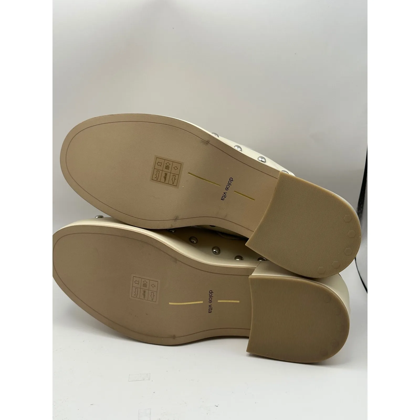 Dolce Vita Yevan Platform Studded Leather Clogs Mule Ivory Size 9.5 Tan - Image 6