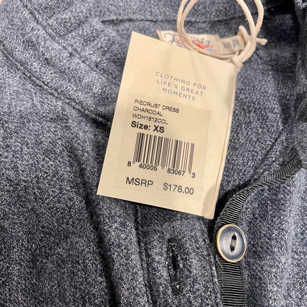 Faherty Brand Piecrust Dress - Charcoal - Image 3