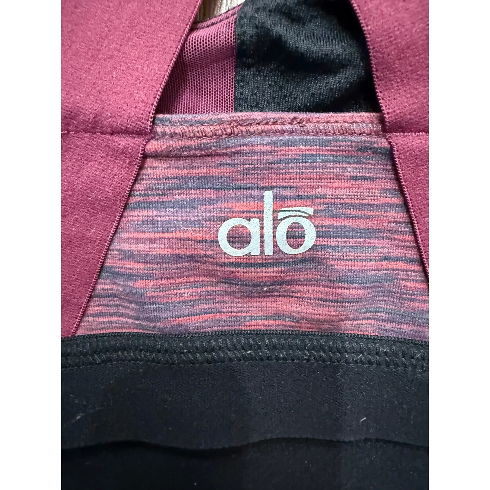 ALO Yoga Purple Red Space Dye Crisscross Back Sports Bra Workout Gym Active - Image 3