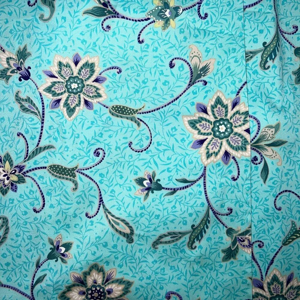Talbots Stretch Cotton Maxi Wrap Skirt Turquoise Tropical Floral Size 12 NWOT - Image 7