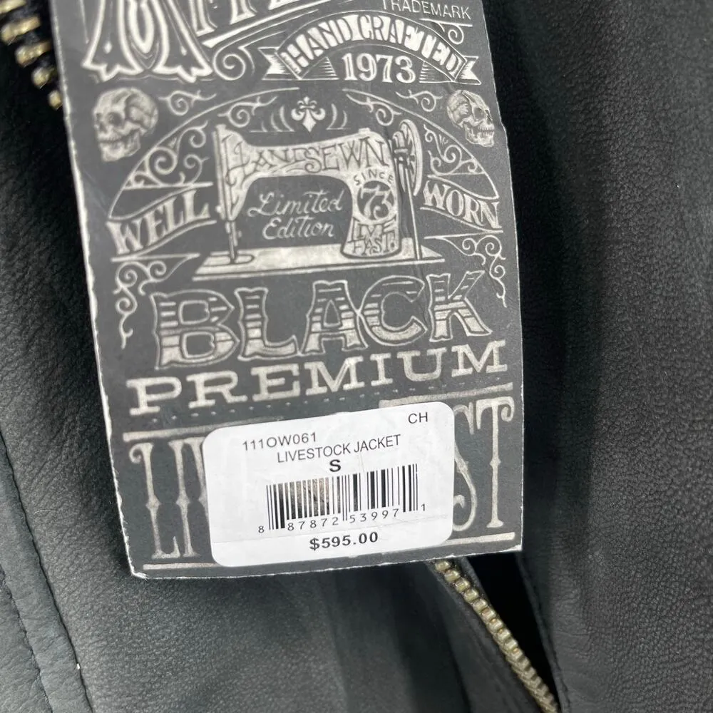 AFFLICTION Leather Jacket Women's Small NWT #99 Livestock Biker MMA Cross Zipper - Image 8