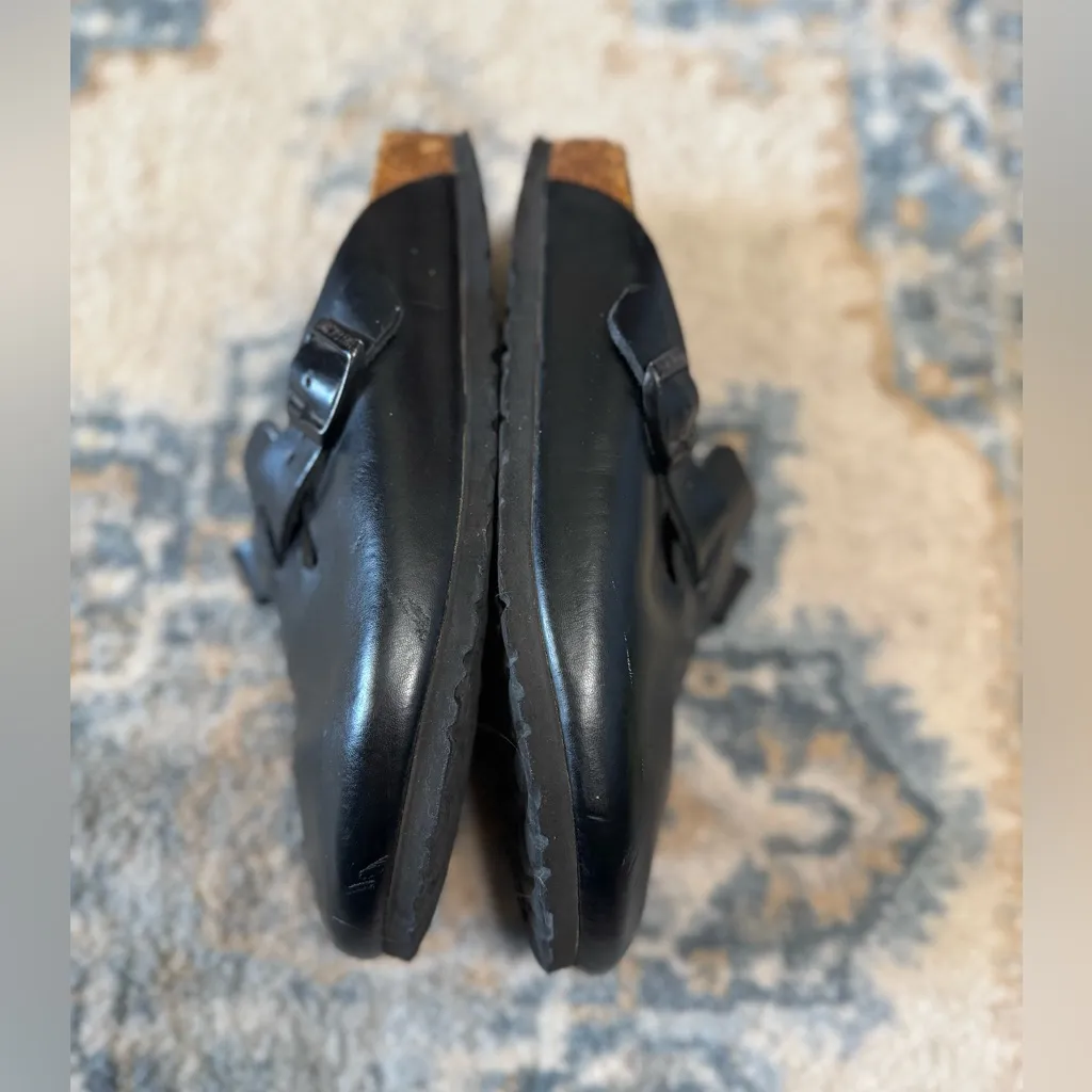Birkenstock Black Leather Clogs Shoes Size 39/8.5 - Image 6