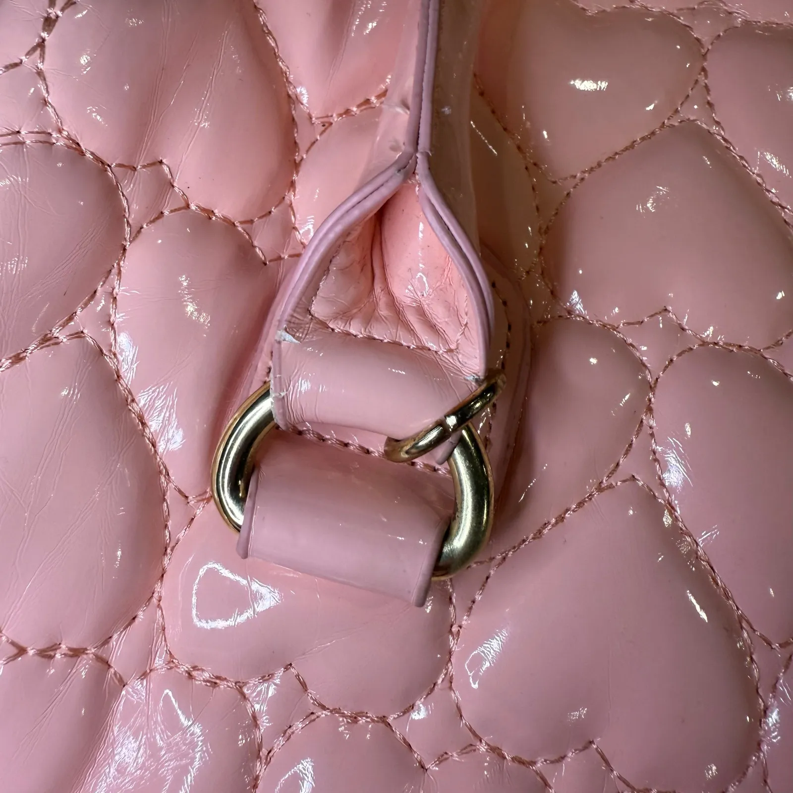 Betsey Johnson Pink Quilted Heart Handbag - Image 5