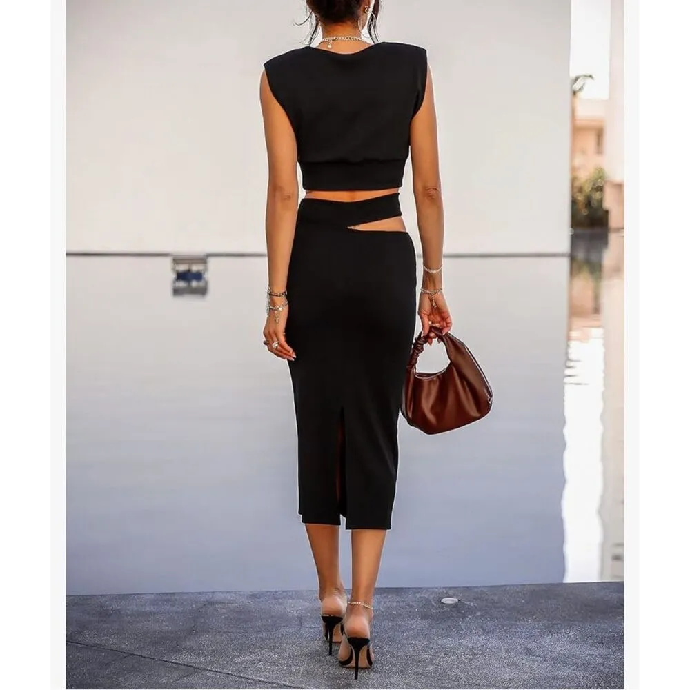 NEW Black The Drop Black Cutout Waist Skirt by @lucyswhims L OUT OF STOCK Size L - Image 5