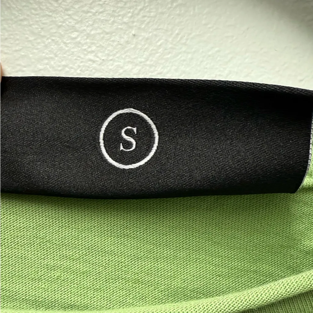 NWT Civil Regime Classic Script Slouchy Cropped Muscle Shirt, Green | Size Small - Image 2