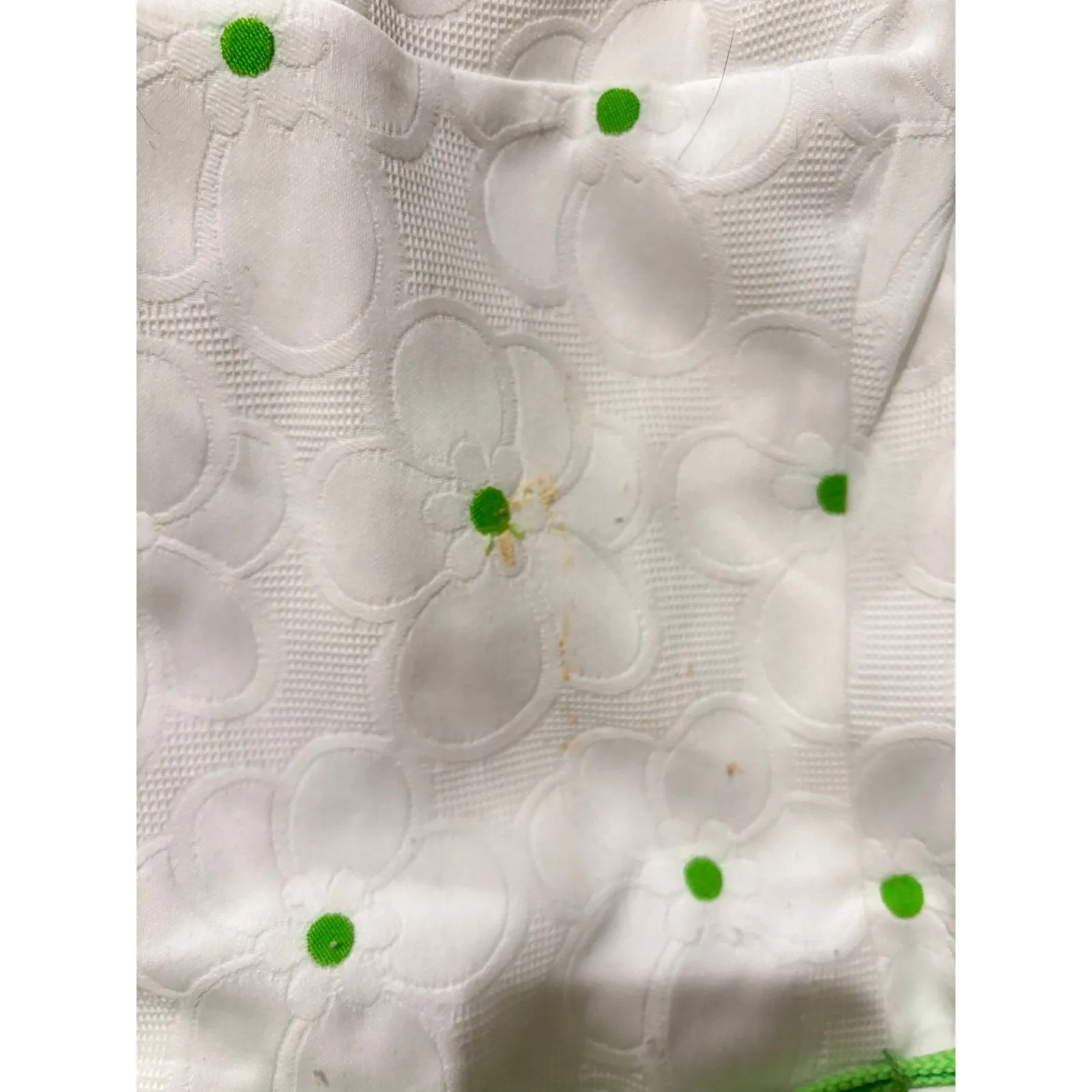 GABAR Vintage 70s White Green Dots Belt Tassels Flower Bathing Swimsuit Fits XS - Image 9