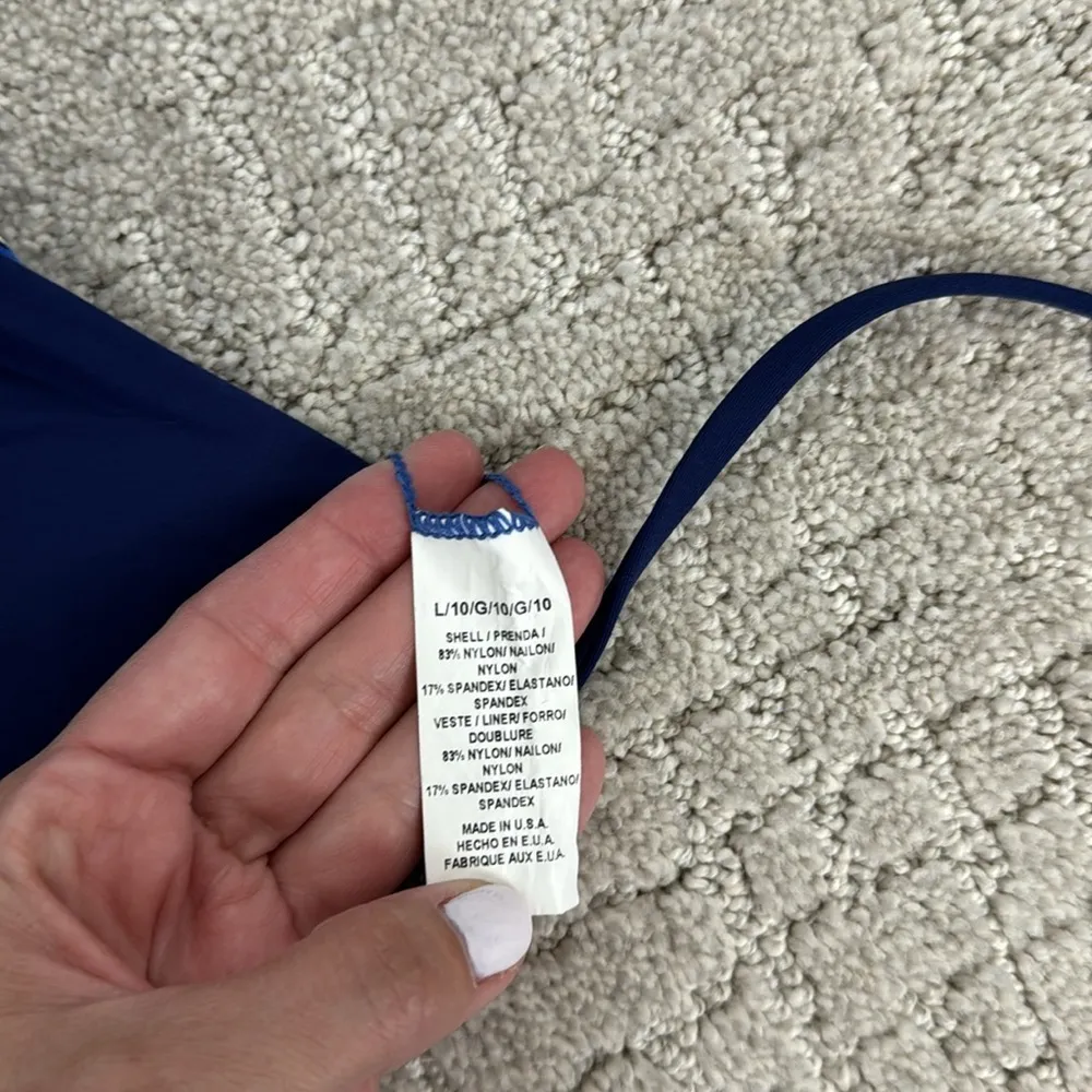 Vitamin A Blue white polka dot ruffle string bikini cheeky two piece swimwear - Image 5