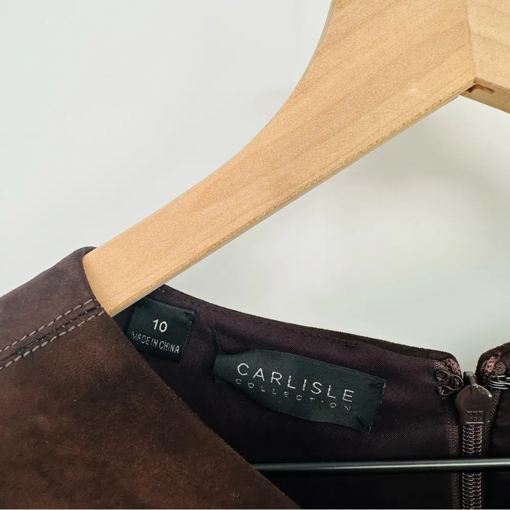 Carlisle Collection Suede Dolman Short Sleeve Shift Mini Dress Brown Women's 10 - Image 5