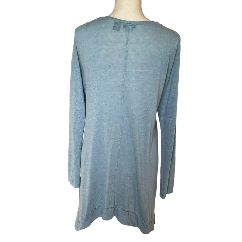 Tahari Women’s 100% Linen Open Front Cardigan Size L Blue Lightweight Casual - Image 4