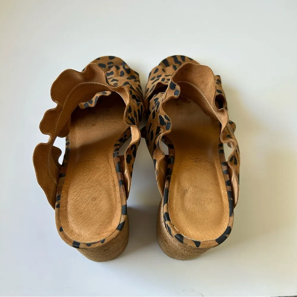 Free People Rosie Ruffle Block Heels in Leopard Print - Image 5