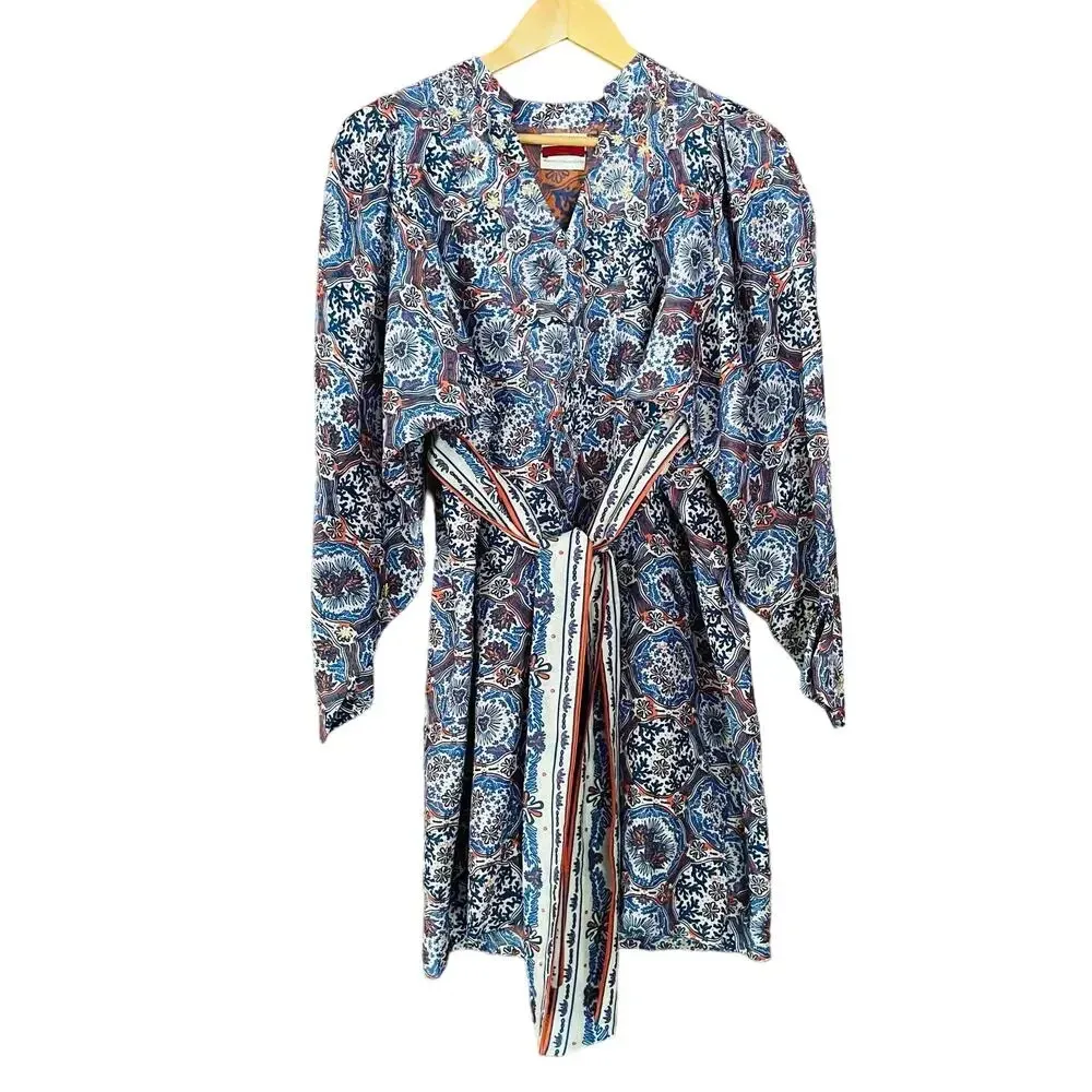 Ma Dress Mini Lin Floral Print Cotton Silk Embroidered Size XS - Image 2