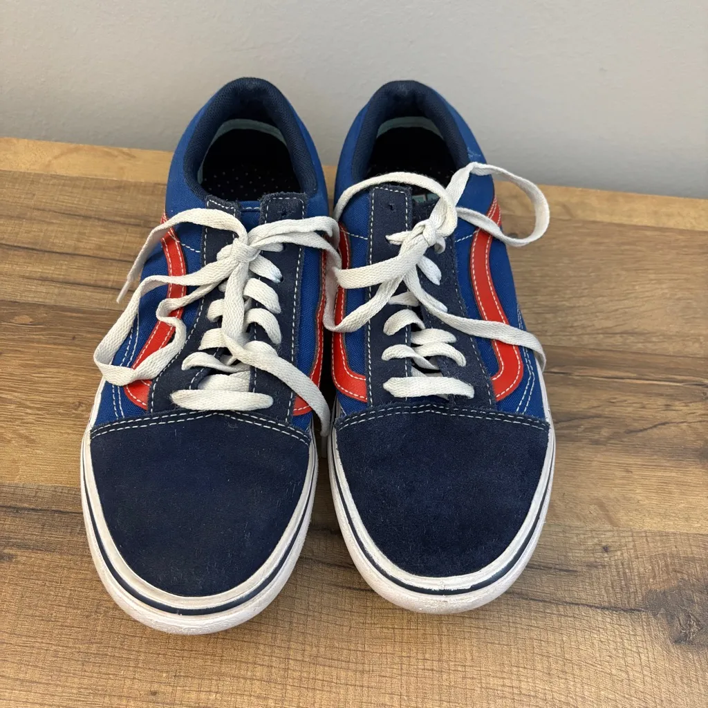 Vans TriTone Comfycush Old Skool Lace Up Sneakers Blue Red Women’s - Image 3