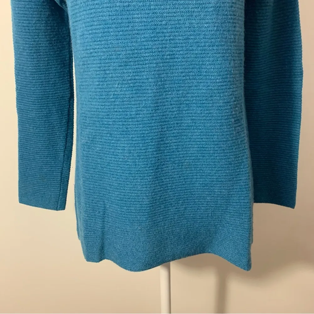 Griffen Teal Cashmere Ribbed Knit Crew Neck Sweater Size S Blue - Image 4