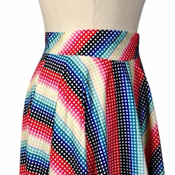 Voodoo Vixen Fit Flare Midi Skirt Rockabilly Women’s Size 14 Red Multi Gingham - Image 7