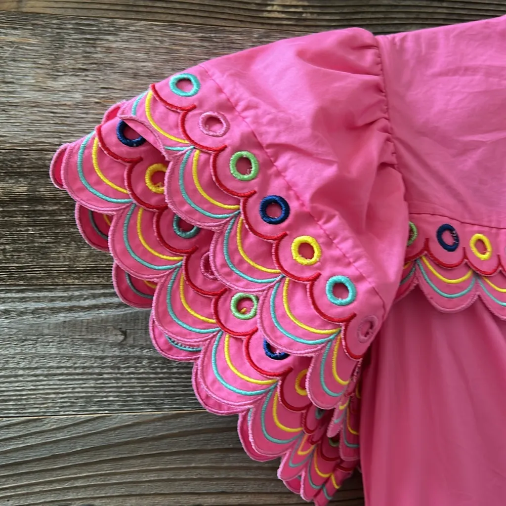 CeliaB NWT Alvis Fuchia Pink Scalloped Embroidered Tie Waist Midi Dress Size XS - Image 6