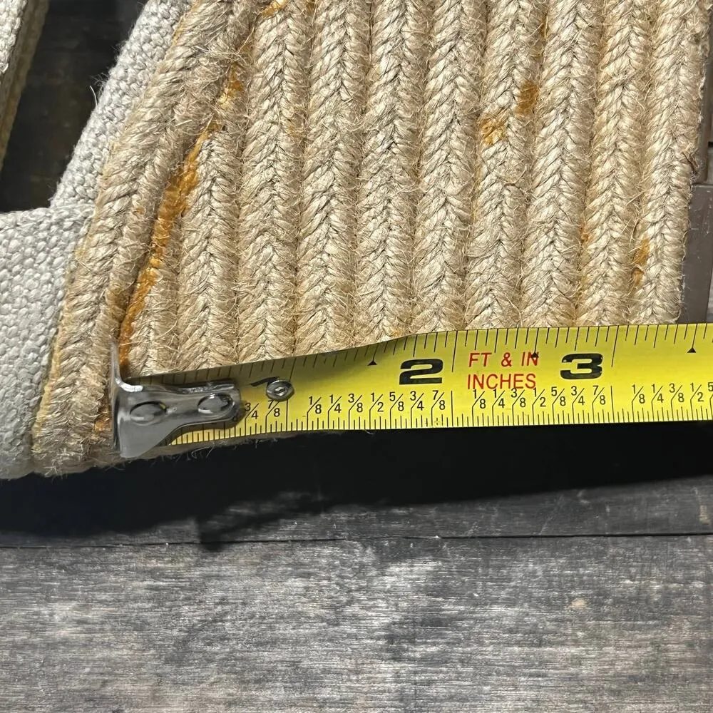 Michael Kors Women's Beige Cream Canvas Jute Wedge Gold Zipper Sandals Size 9M - Image 9