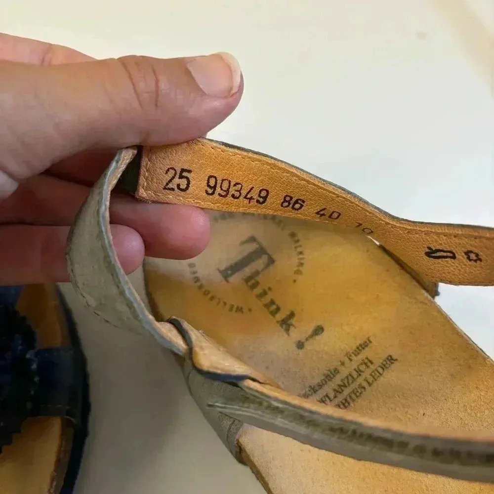 Think! Floral Navy & Grey Footbed Sandals Size 10 Blue - Image 8