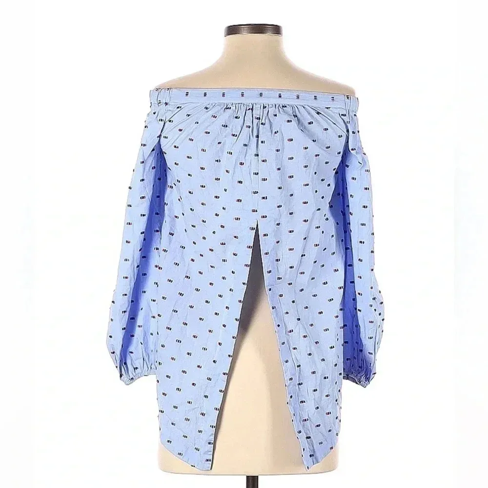 BCBGMAXAZRIA | Daniela Off The Shoulder Blouse Back Slit Cotton Size Small S - Image 4