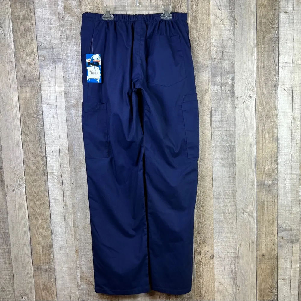 WS Uniforms Small Navy Blue Scrub Pants w/Back Stretch Waistband & Draws… - Image 2