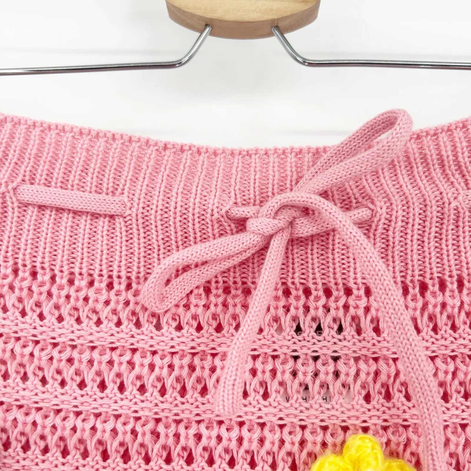 Shein‎ Womens Crochet Knit Summer Floral Patchwork Girly Mini Skirt Pink Size S - Image 4