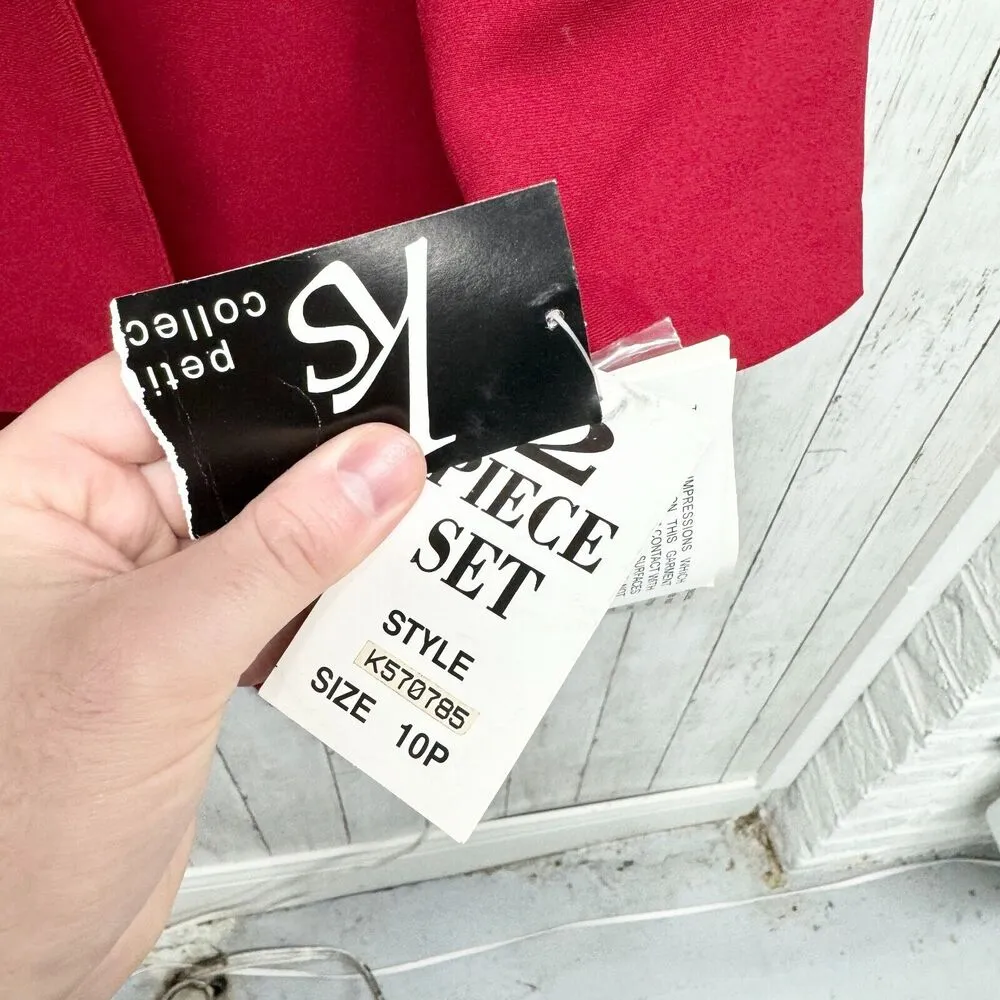 KS Collection 2 Piece Suit Women’s Sz 10P Matching Top Pants Blazer Red Workwear - Image 4