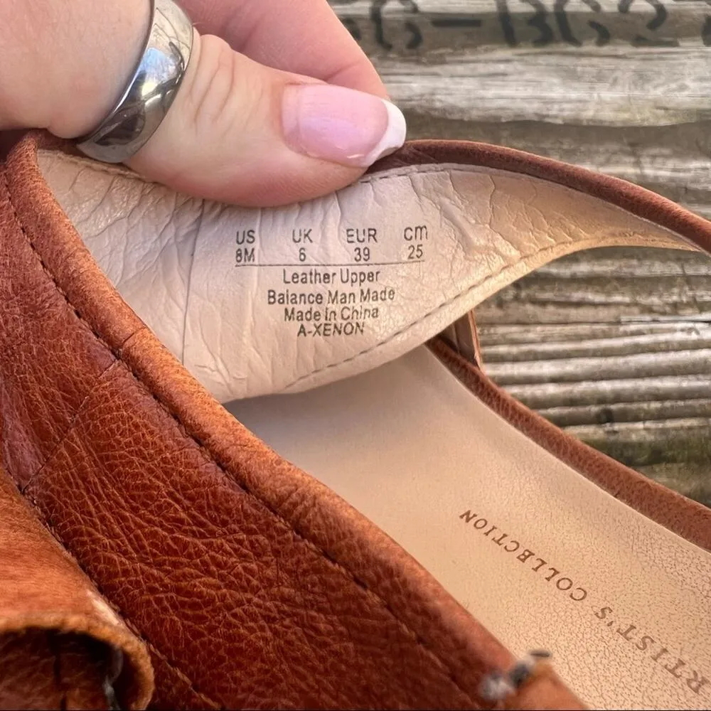 Franco Sarto A-Xenon cognac brown leather wedge sandals 8M - Image 6