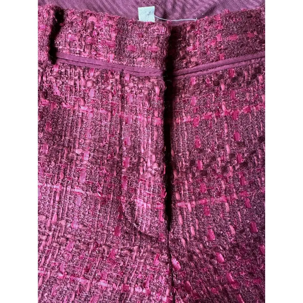 NWT Tory Burch Drew pants, in a rich plum tweed with tuxedo stripe size 6 - Image 14