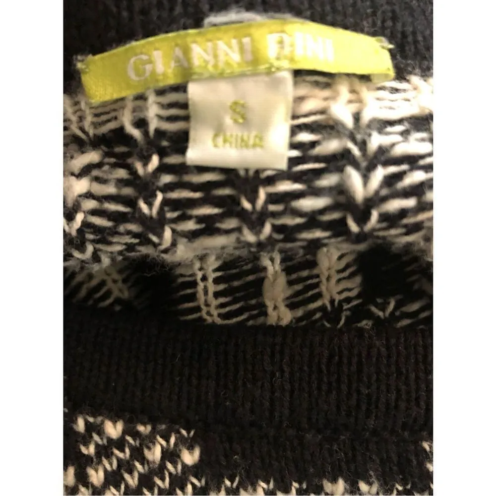 Gianni Bini Black and white Aztec oversized poncho style sweater with fringe siz - Image 11