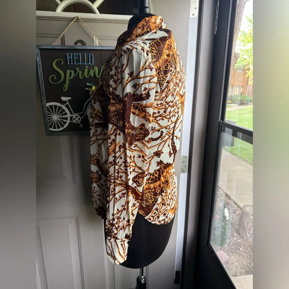 Vintage 70s Ego Chicago jungle leopard bra top halter shirt set, size 5 Brown - Image 6