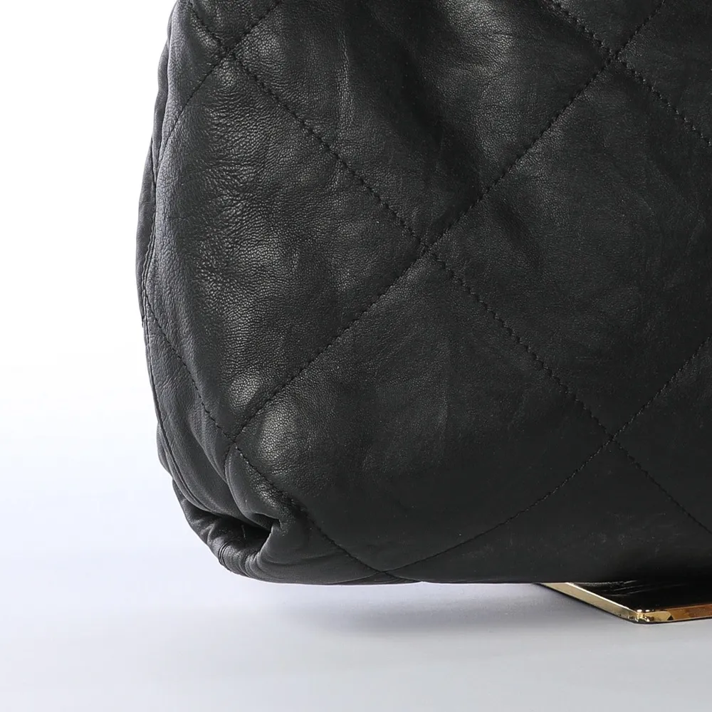 Lanvin Black Leather Diamond Stitch Bow Tie Tote - Image 6