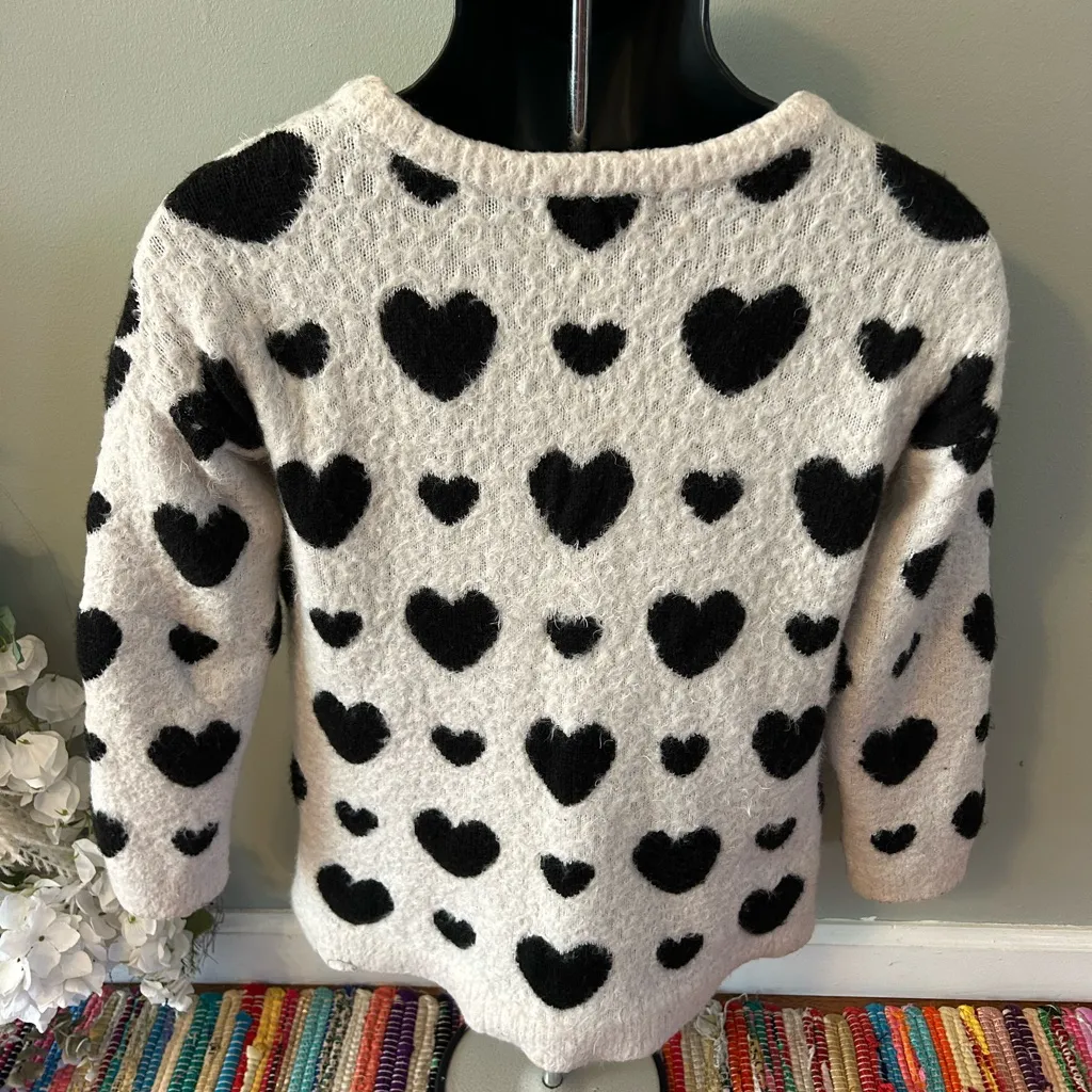 Robbi & Nikki Heart Sweater Robert Rodriguez All Over Pattern Black White Medium - Image 5