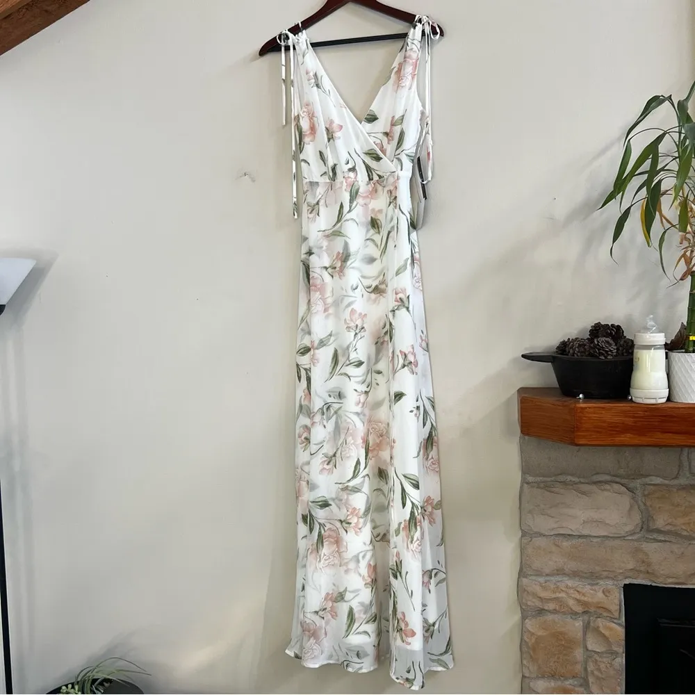 NWT Lulu’s Romantic Possibilities White Floral Maxi Dress - Image 4