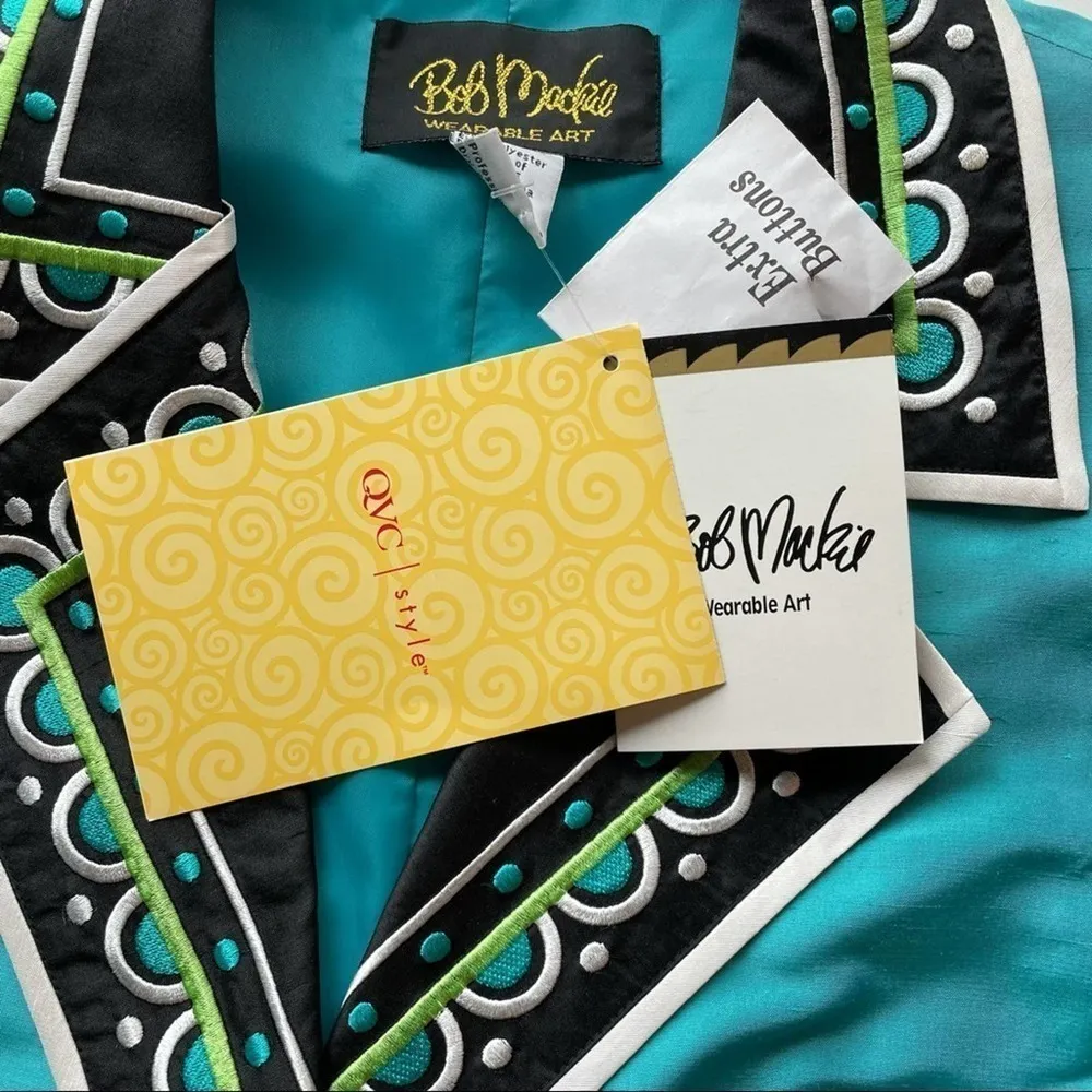 Bob Mackie Qvc Blazer Jacket Blue Size Large Oversized Funky Formal Statement - Image 8