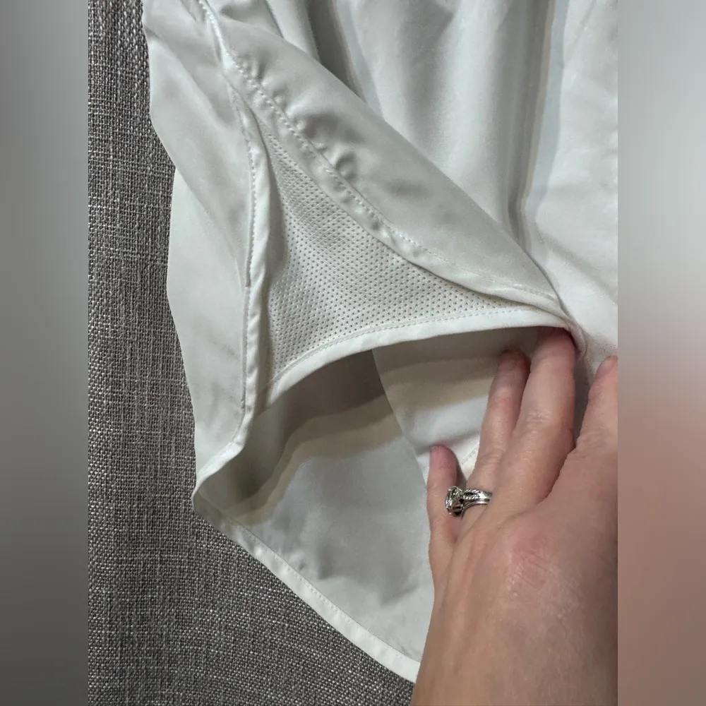 Women’s Nike Drifit Running Shorts White Medium - Image 3