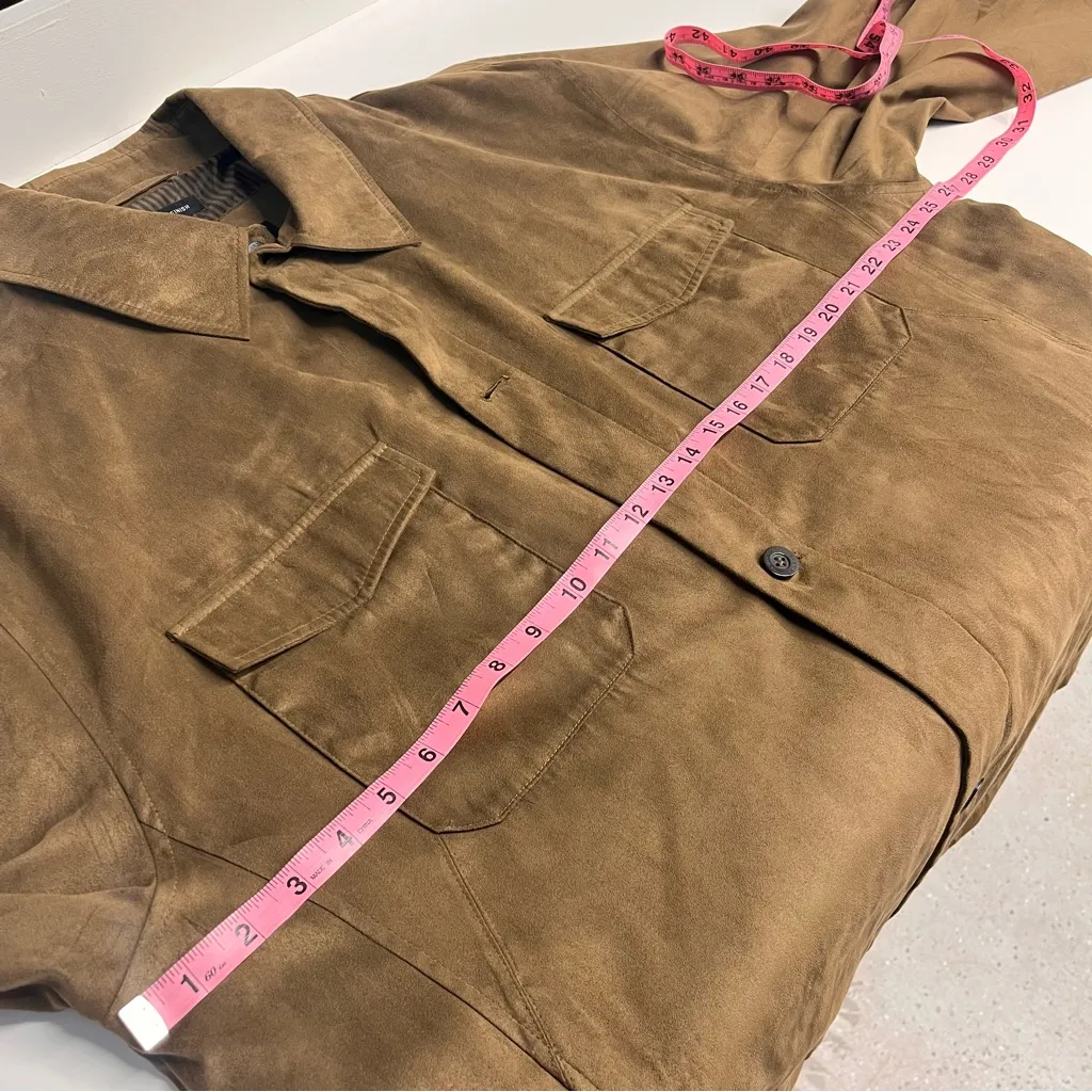 Imperfect Y2K suede barn jacket Claiborne Outerwear XL brown button down pockets - Image 5
