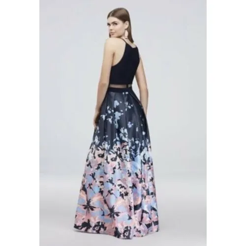 Betsy & Adam Printed Popover Dress With Illusion Mesh Waist Size 12 EUC - Image 2