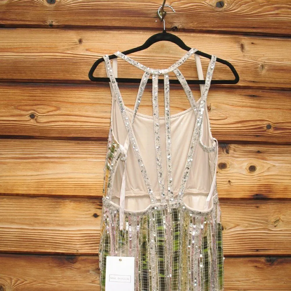 NWT Mac Duggal 93981 HALTER NECK  Mirror EMBELLISHED DETAILED BACK GOWN Dress Nu - Image 12