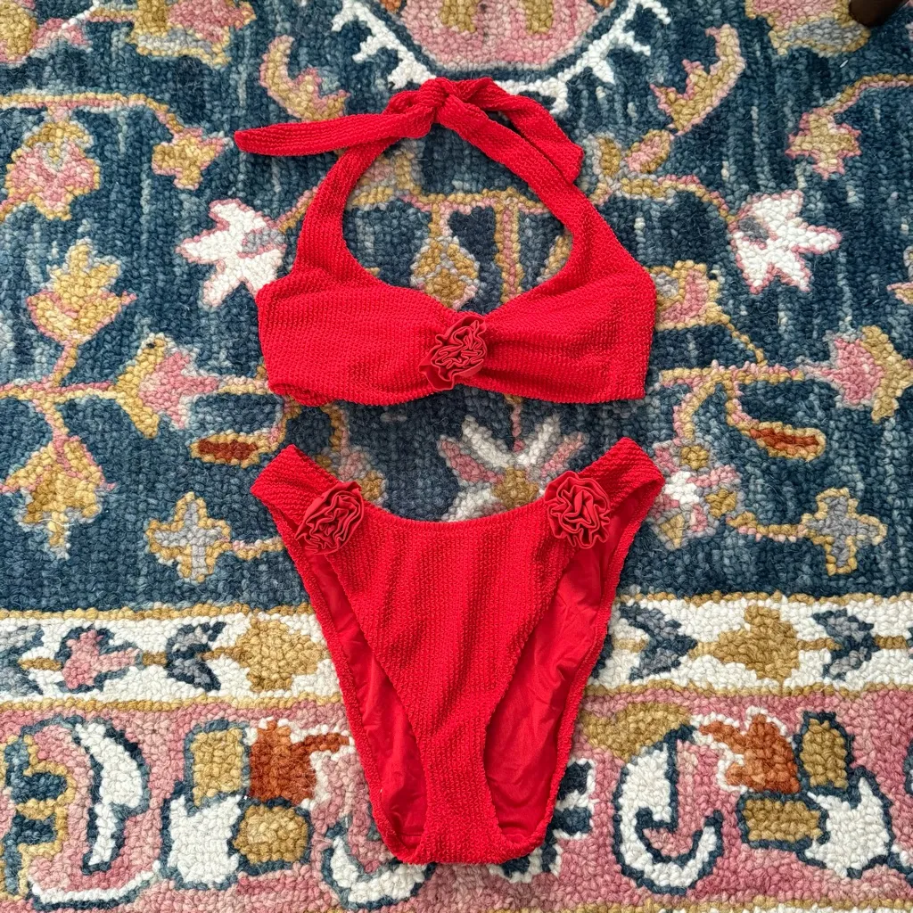 Show Me Your Mumu Malta Red Rosette Bikini Top & Bottom 2pc Set XS/S - Image 8