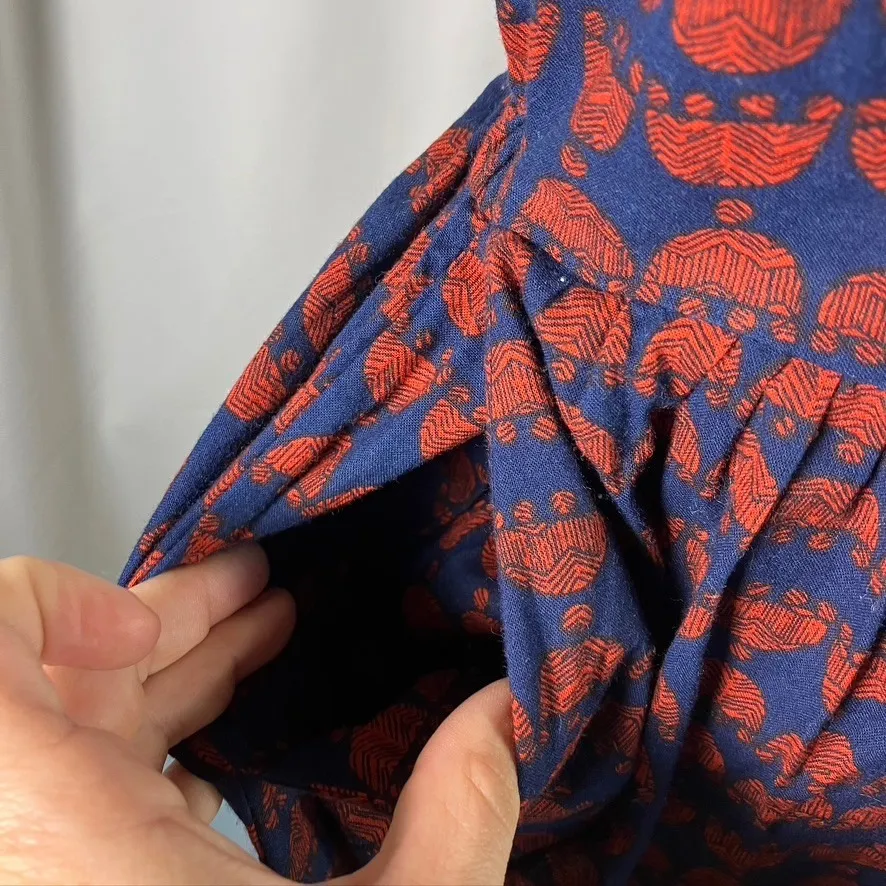 Mata Traders Women's Blue and Orange Print Dress Size S Cotton Pockets Boho - Image 4