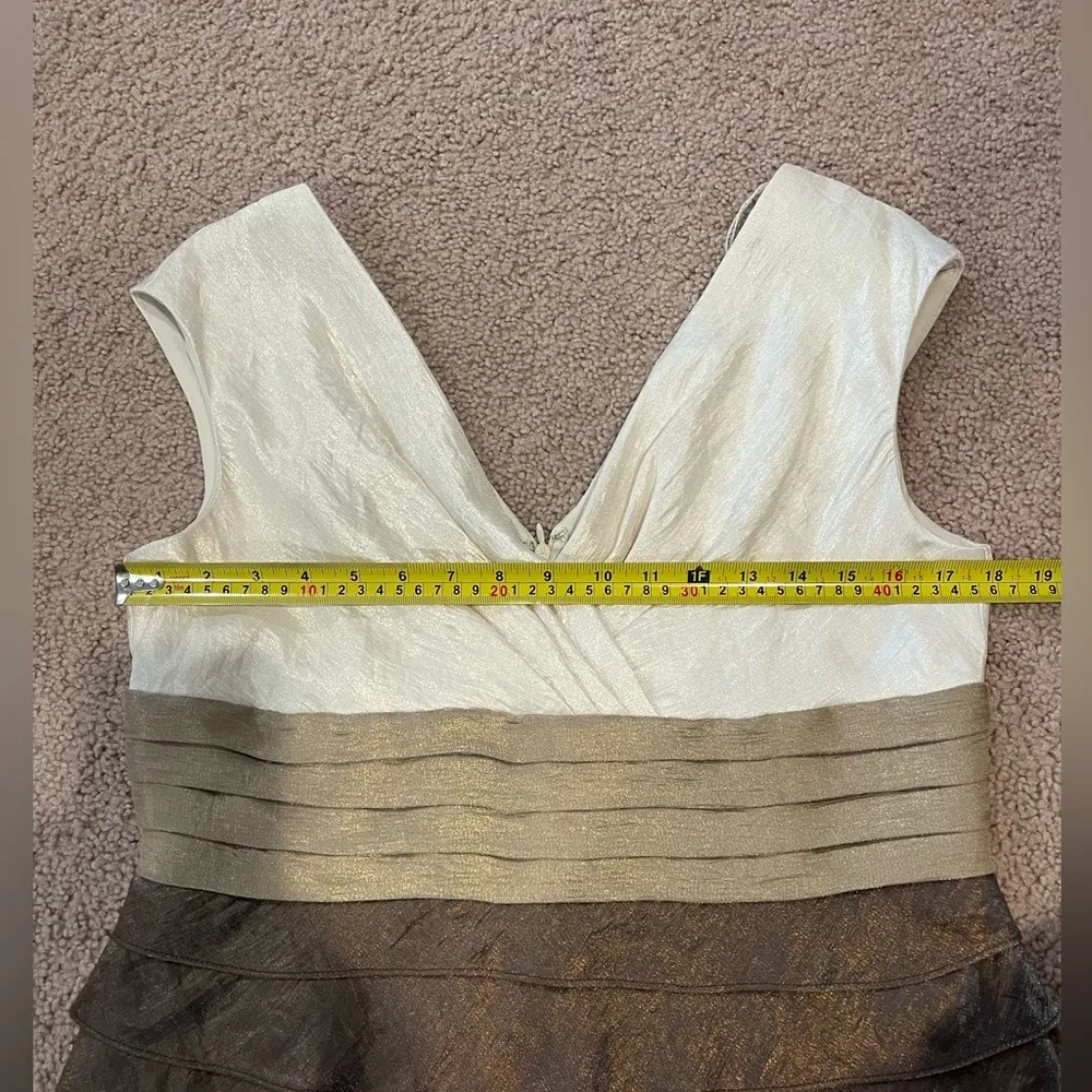 Women's LONDON TIMES ruffled deep V-neck sleveless bodycon cocktail dress - Image 5