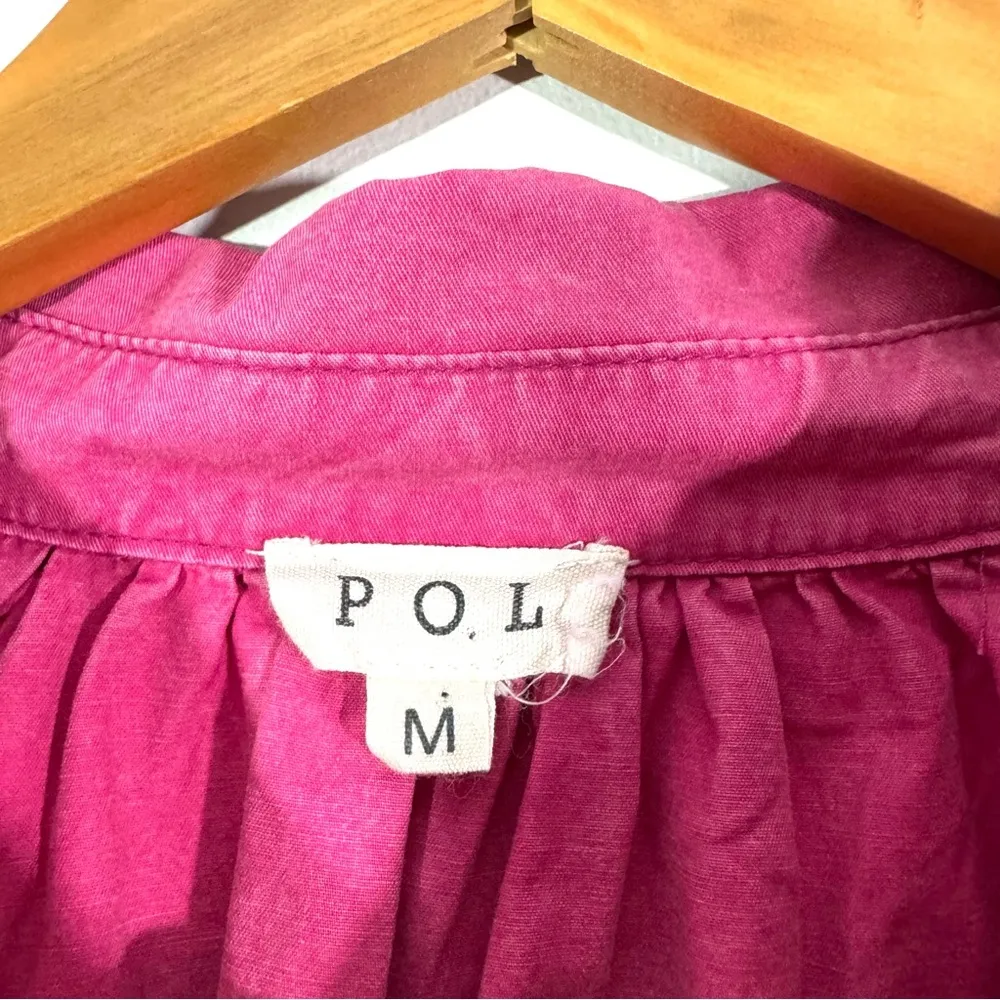 POL  Pink Cropped Button Down Shirt - Image 5