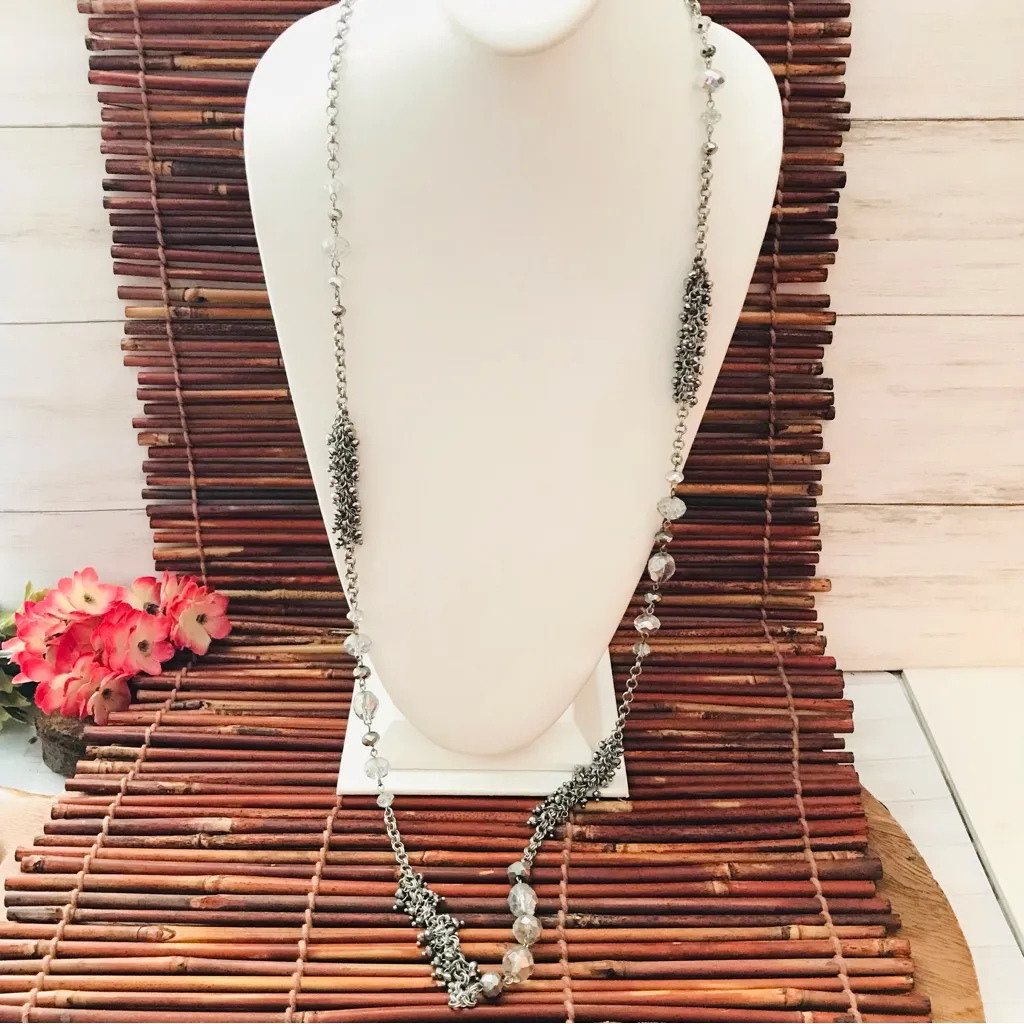 White House Black Market Long Crystal Glass Beaded Necklace - Image 2