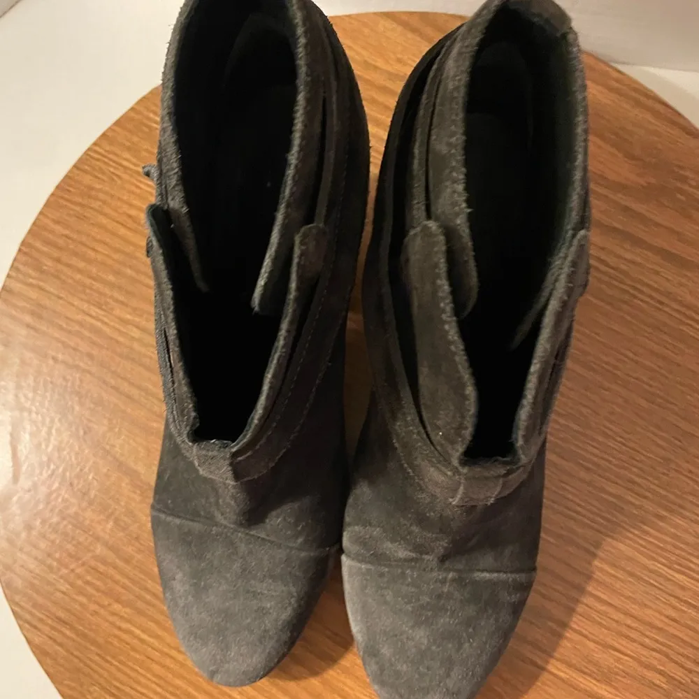 Rag & Bone Harrow Suede Belted Dark Grey/Black Ankle Boots Moto Biker US 37.5 - Image 6