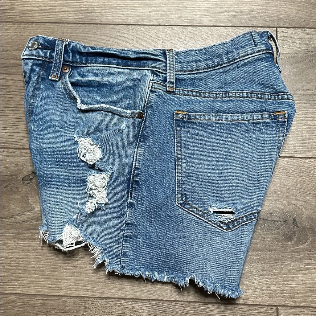 Abercrombie & FitchThe Mom High Rise Curve Love Stretch Blue Jean Shorts Size 26 - Image 3
