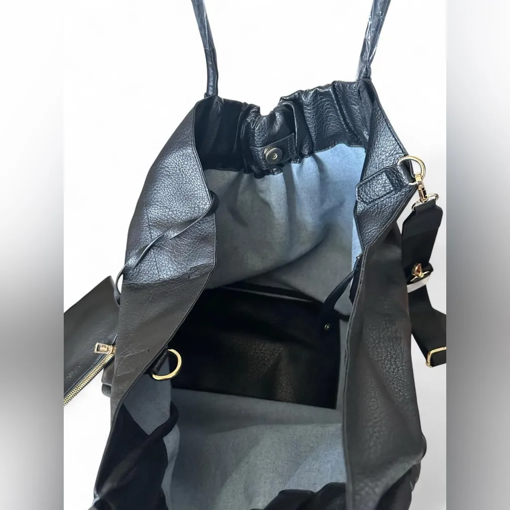Trina Turk Black Vegan Leather Tote Bag w/ Crossbody Strap & Pouch NWT $148 - Image 4