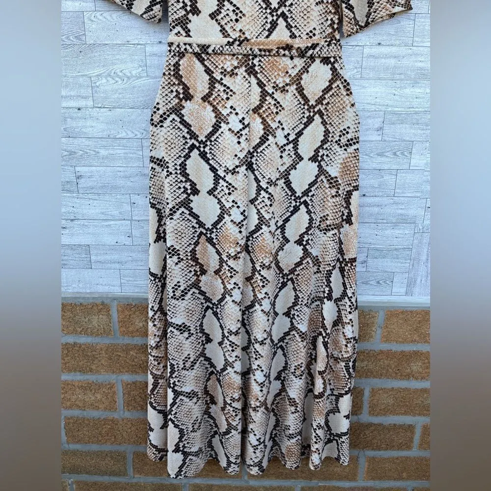 Preston & York
Sydney Antelope Print Knit V-Neck Short Sleeve Tie Waist Midi L - Image 9