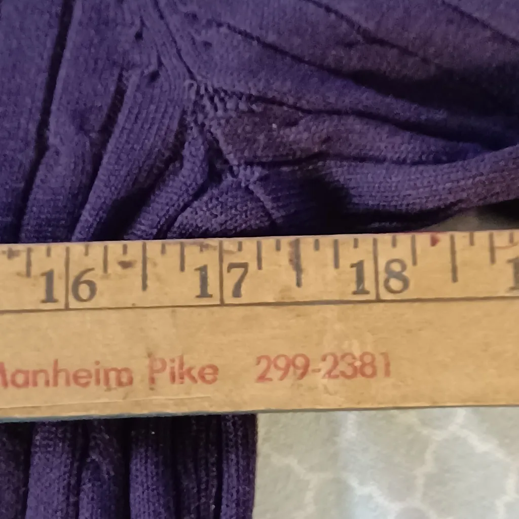 peck and peck womens small silk blend cable knit purple turtleneck sweater - Image 4