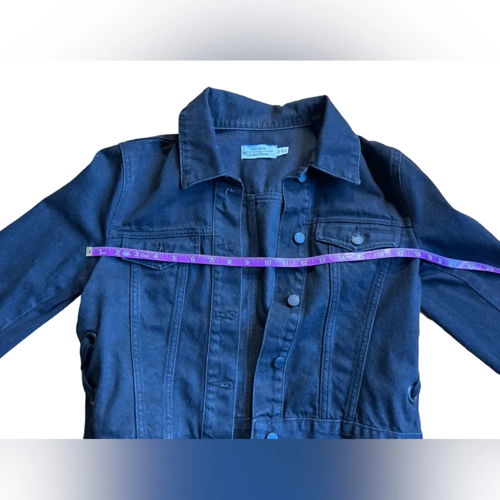 & Other Stories Black Crop Denim Jacket Tie Waist Size 6 - Image 11