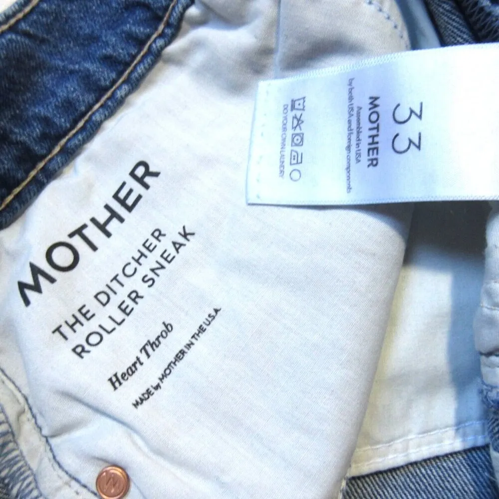 NWT Mother The Ditcher Roller Sneak in Heart Throb Slouchy Wide Leg Jeans 33 Blue - Image 4