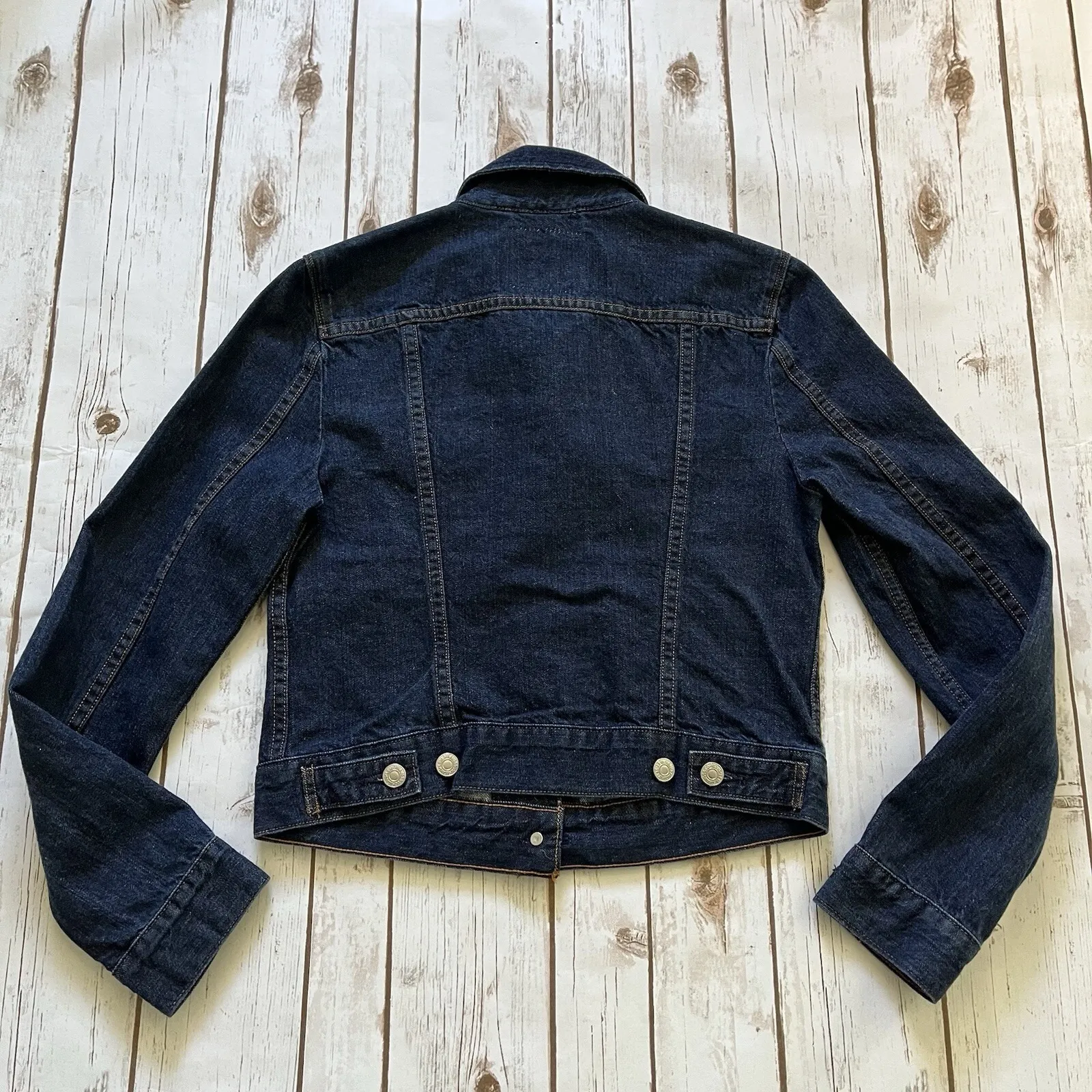 Levis Trucker Denim Jean Jacket Women S 4 6 Dark Blue Classic Long Sleeve Cotton - Image 5